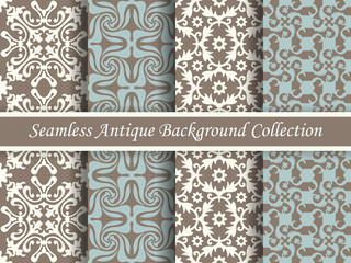 Antique seamless background collection brown and blue_28
