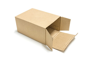 Brown paper box opened isolate on white background