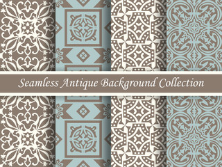 Antique seamless background collection brown and blue_29
