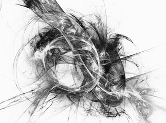 Abstract fractal black and white image . Fractal background . - obrazy, fototapety, plakaty