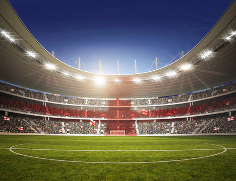 Stadion England Mittellinie farbiges Licht