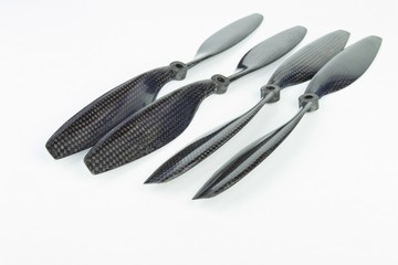 Carbon fiber drone propeller. Stock image macro. © kolidzei