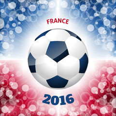 Soccer ball poster with french flag like background