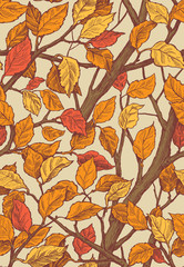 Floral ornament seamless pattern with leaves and brances.