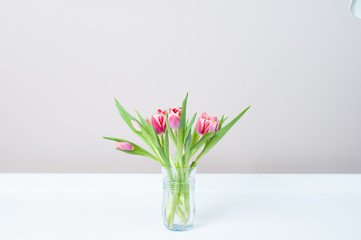 beautiful bouquet of pink tulips in a vase
