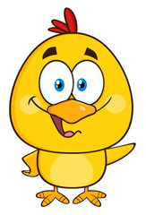 Yellow Chick Cartoon Character Waving
