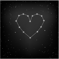  Heart formed constellation. Starry sky.