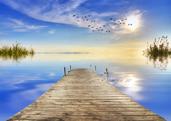 Fototapeta na wymiar un dia azul en el lago 