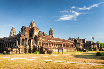 View from one of outside corners of ancient temple Angkor Wat