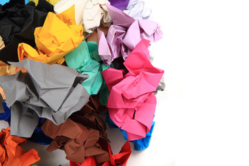 crumpled color papers