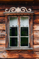Fototapeta na wymiar Country house window, simple courtain