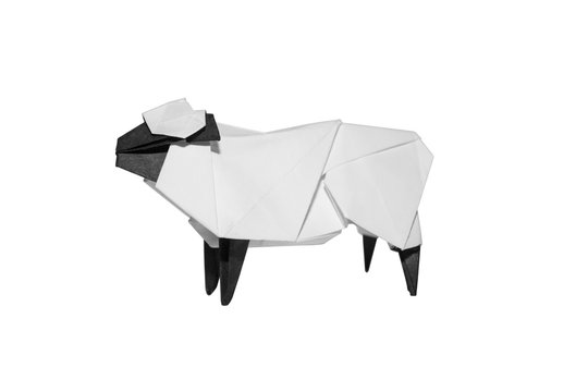 Origami Sheep isolated on white