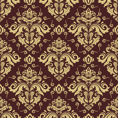Seamless wallpaper in the style of baroque. Traditional vector golden pattern. Classic oriental background