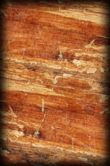 Old Weathered Wood Laminated Flooring Varnished Blockboard Panel, Cracked, Scratched, Peeled Off, Vignette Grunge Texture.