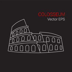 Vector Line Icon of Colosseum, Rome, Italy.