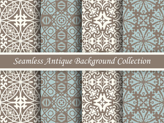 Antique seamless background collection brown and blue_32

