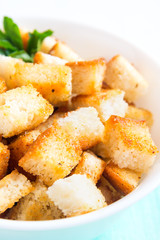 Homemade french croutons