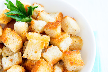 Homemade french croutons