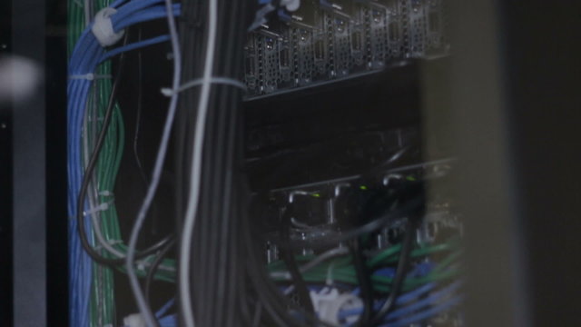 Wires inside Supercomputer Render Farm