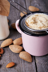 making almond milk
