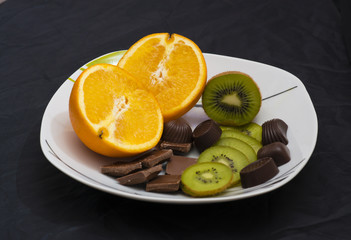 orange, kiwi , chocolate