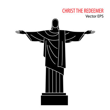 Vector Flat  Icon of Christ the Redeemer, Rio De Janeiro, Brazil