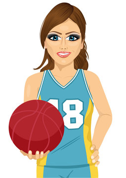 Female Basketball Player Holding Ball