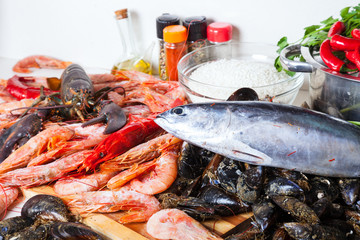 fresh uncooked marine products and  seasonings