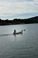 Fototapeta na wymiar Traditional fishing boat on sea in the sichang iland