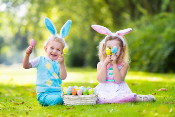 Kids on Easter egg hunt