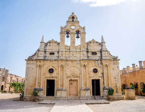 Venetian baroque church of the famous Arkadi Monastery at Crete