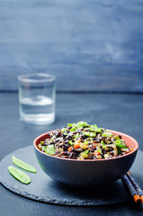 Black rice with snap peas and vegetables