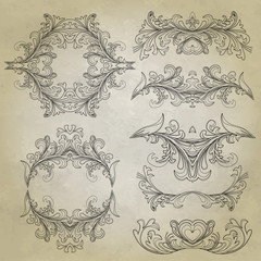 Naklejka premium Vintage floral frame. Element for design.