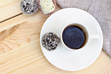 Homemade candy with coconut powder