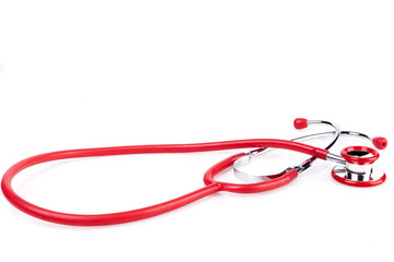 Red Stethoscope on White