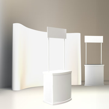 Trade exhibition stand, Exhibition Stand round, 3D rendering vis