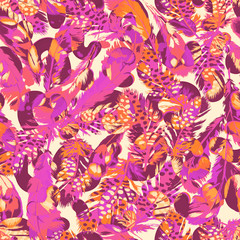 Abstract feathers and spot print ~ seamless background