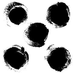 Round textured prints backgrounds with paint on paper set