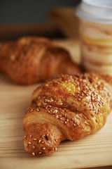 croissant  on wooden background