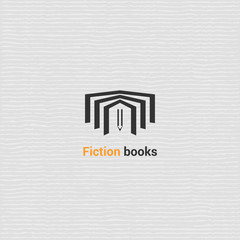 Bookstore vector logo template with open book. Vector icon for department in bookstore - Fiction books