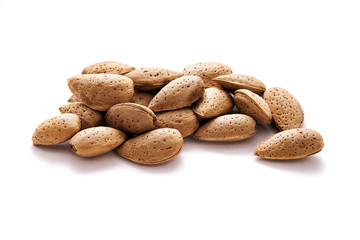 Fototapeta na wymiar almonds over white background