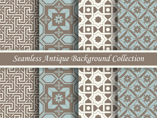 Antique seamless background collection brown and blue_59
