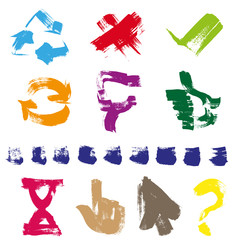 Figures different shapes drawn with a brush and paint