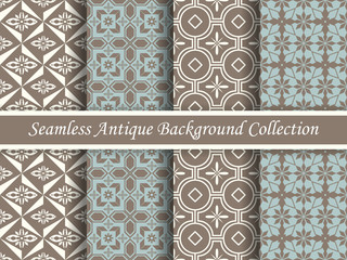 Antique seamless background collection brown and blue_60