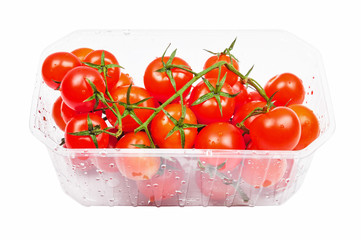 Cherry tomatoes in plastic container