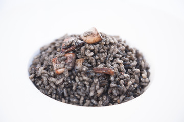 detail of black ink squid rice