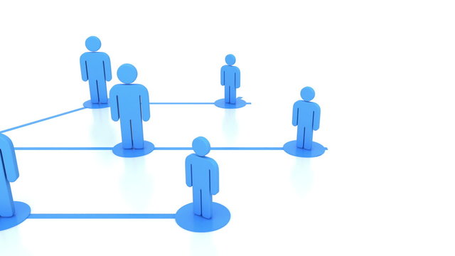 Moving with the Network Growing. Blue on White. Business concept Loop 3d animation. Alpha Matte. HD 1080.