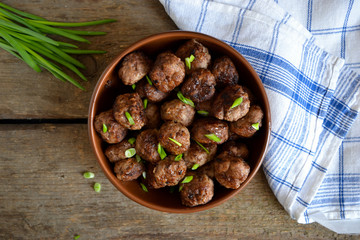 Meat patties in the plate 