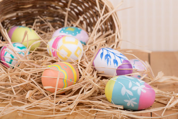 Colorful Easter Eggs Spilled From a Basket