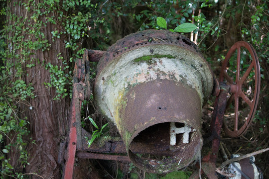 Rusty old cement mixer
